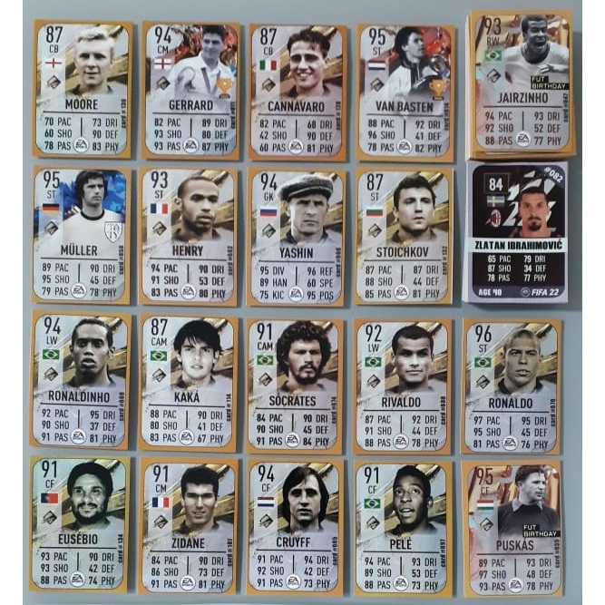 Lote Com 89 Cards Diferentes Fifa Icons e Fifa 22 - Pelé, Ronaldo, Cruyff, Puskas, Euzébio e Outros - Bom Estado