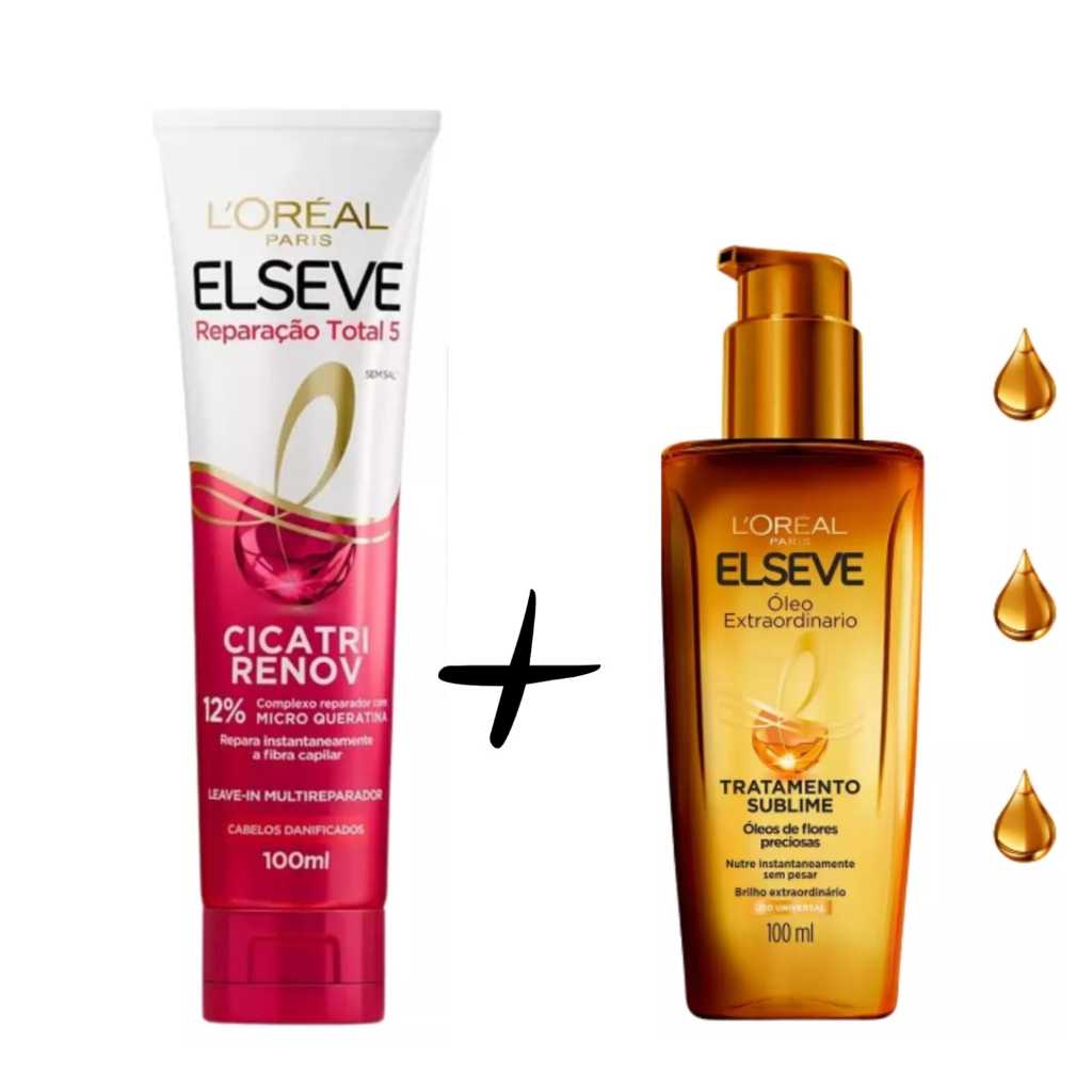 KIT LEAVE-IN REPARAÇÃO TOTAL 5 100ML + OLEO EXTRAORDINARIO ELSEVE 100ML ...