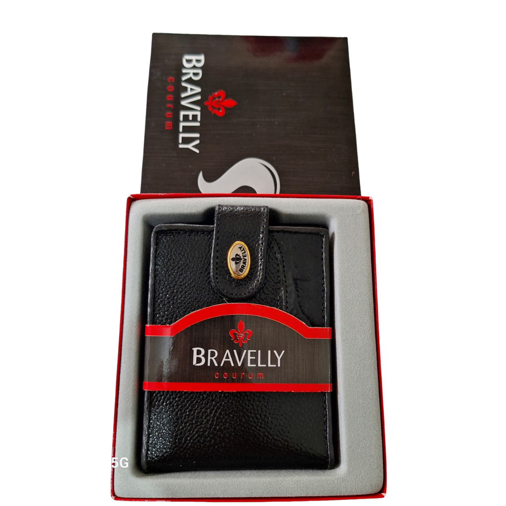 Carteira masculina de couro Legítimo Bravelly 100% com caixinha ...