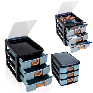 Caixa Organizadora Com 3 Gavetas Puxador Gaveteiro Multiuso Casa Papelaria Estoque Ferramentas em Oferta na Shopee