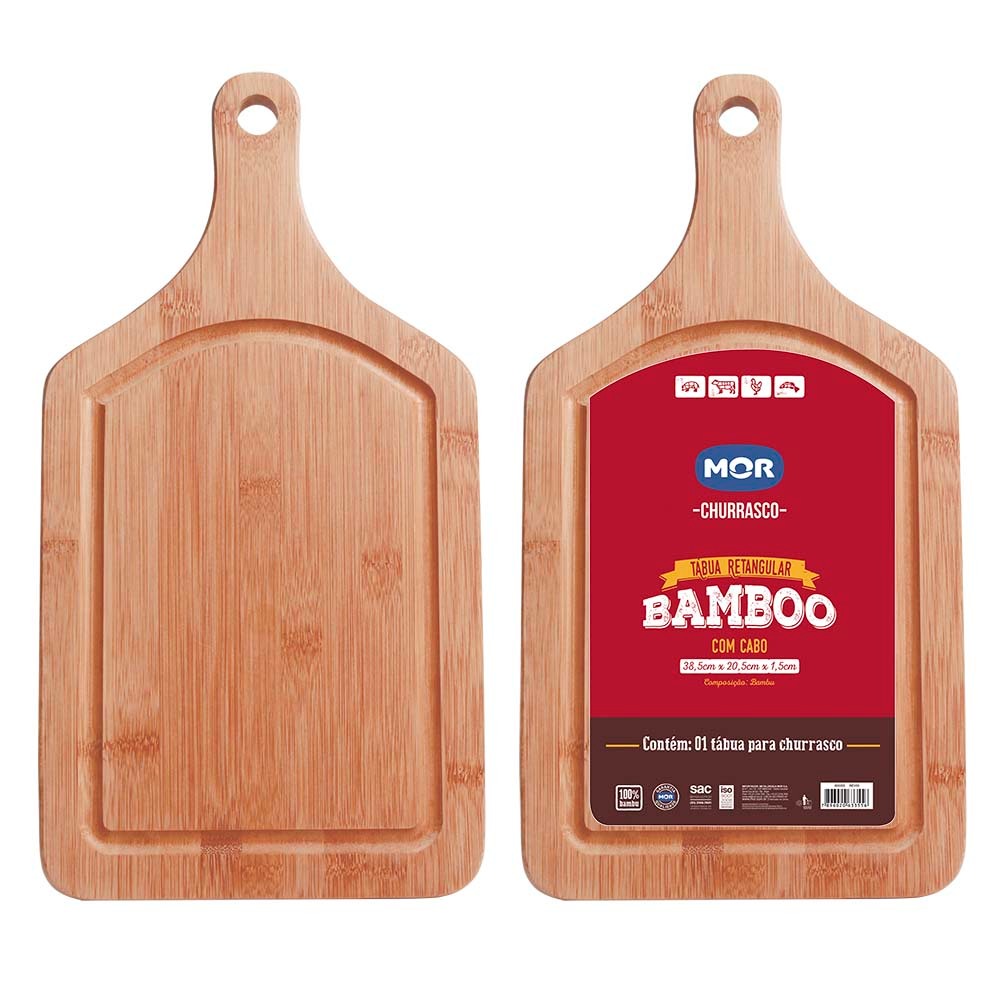 Tabua de Carne Churrasco c/ Cabo Madeira Bambu Mor 38,5cm x 20,5cm ...
