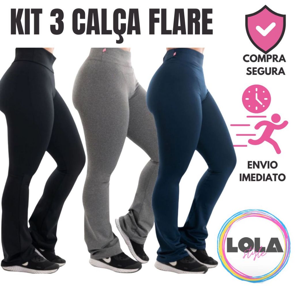 Kit 3 Calça Flare Bailarina - Legging