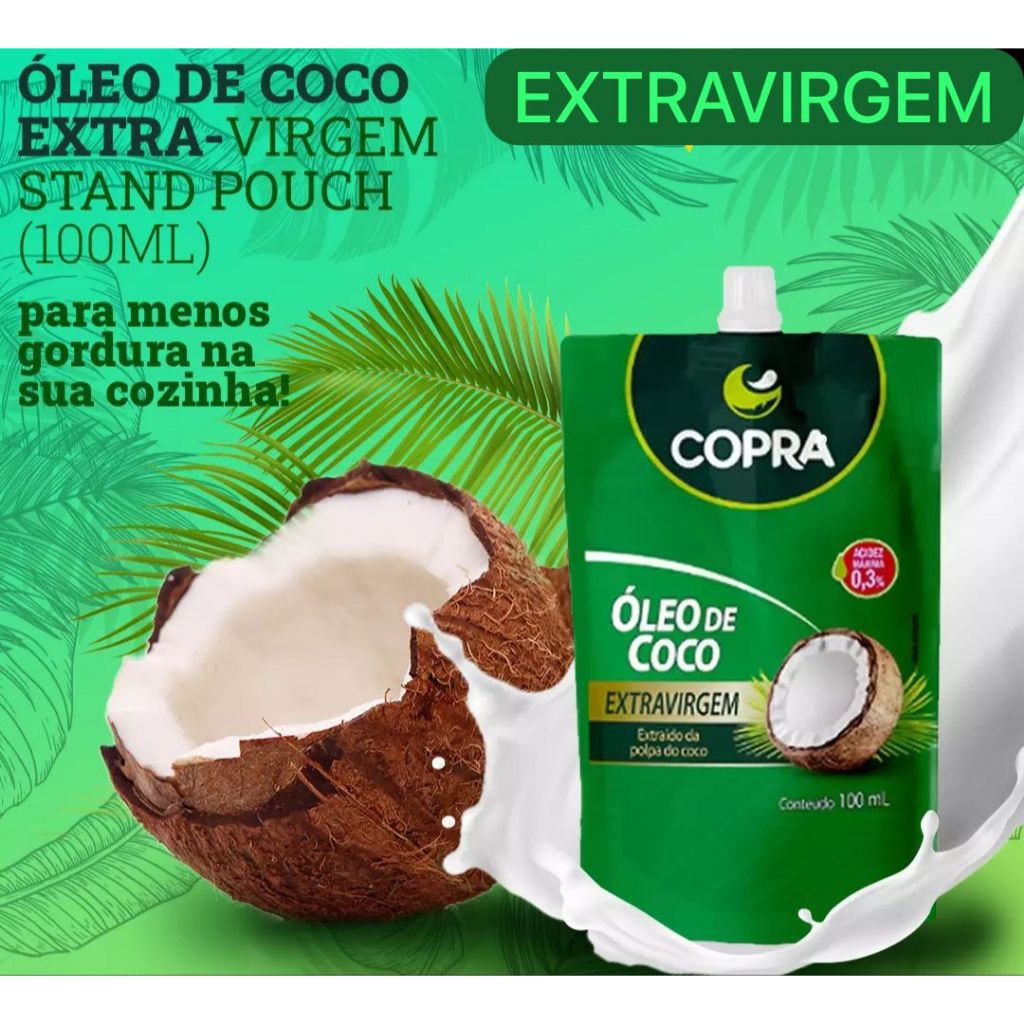 Óleo de Coco Extra Virgem Sachê Copra 100Ml | Shopee Brasil