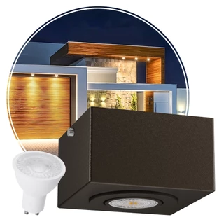 2x Spots de Sobrepor Teto + Lâmpadas Led GU10 Dicroica Bivolt MF270