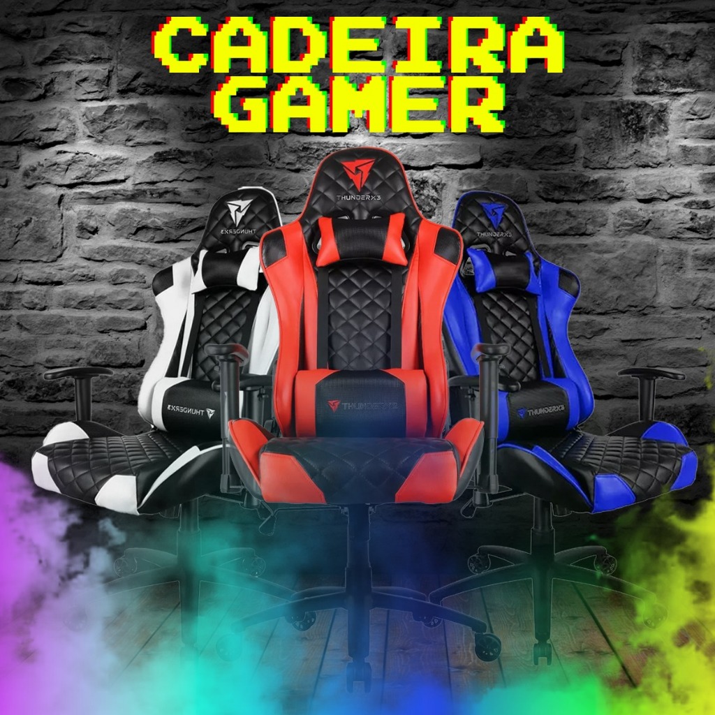Cadeira Gamer Giratória Com Apoio De Braços Encosto Anatômico Moderna