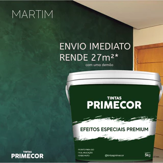 Tinta Efeito Cimento Queimado Verde Martim 5kg Primecor Pronto para uso Rende 27m²
