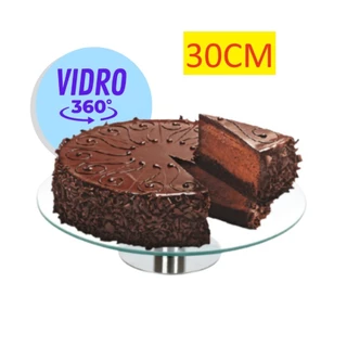 OFERTA Plataforma Bailarina Confeitar Vidro 30CM Com Base Bolo Giratoria em Oferta na Shopee