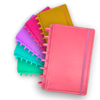 Caderno Inteligente A5 80 Pgs Capa Dura Couro Sintetico 80 Pgs Com Disco Caderneta De Disco Diário Feminino Neon Planner