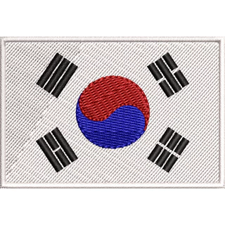 Patch bordado bandeira coreia do sul termocolante ou velcro