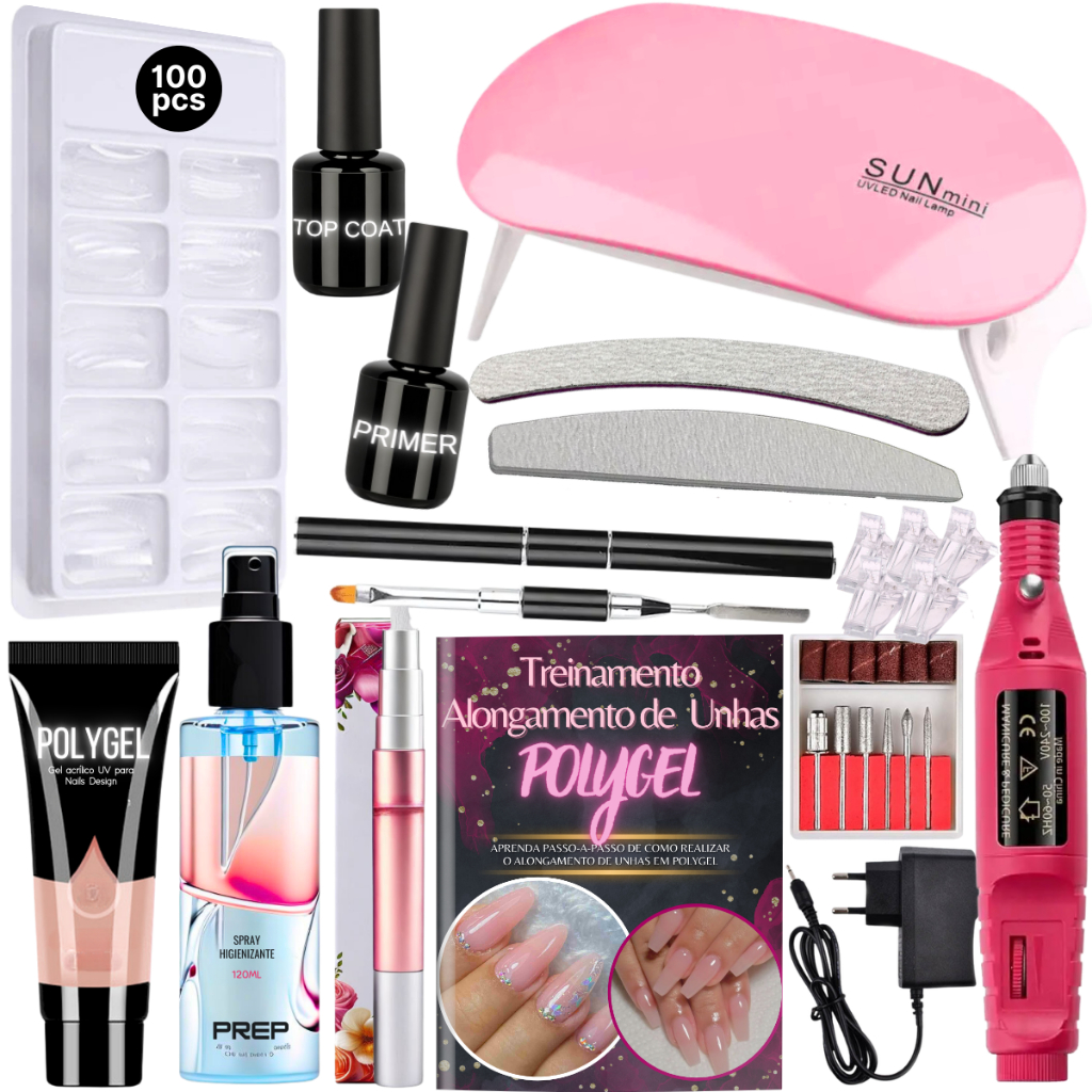 Kit Unha de Gel Poligel Completo Profissional de Unha em Gel Polygel ...