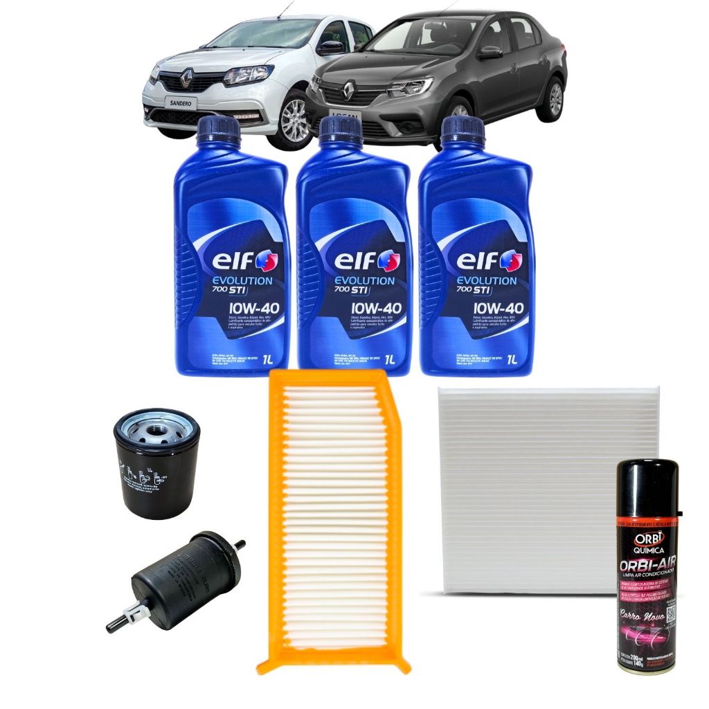 Kit Troca De Óleo Renault Logan / Sandero 1.0 12v 3cil Elf 10w40 ...