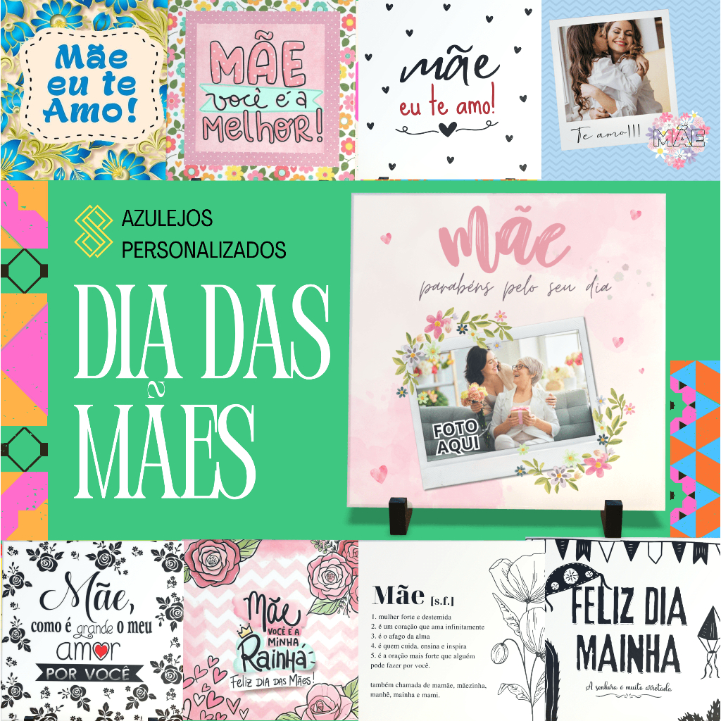 Azulejo Personalizado 15x15 + Suporte Tema Dia das Mães