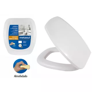 Assento Sanitário Almofadado Retangular Metasul Original 1.6gpf/6lpf Tampa Vaso Incepa Thema BRANCO