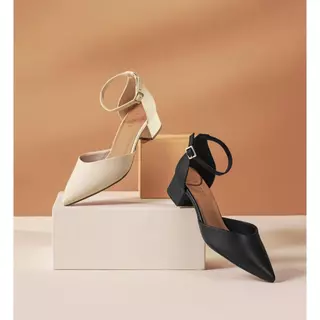 Scarpin Salomé Social Salto Baixo nude Sapato Feminino Luxo