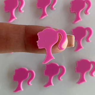 Aplique Acrílico Barbie Rosa 2 cm para Laço - pacote com 10 unidades - Barbie