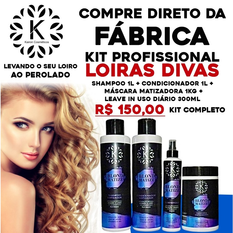 Kit Blond para Cabelos Loiros Linha PROFISSIONAL (Shampoo ...