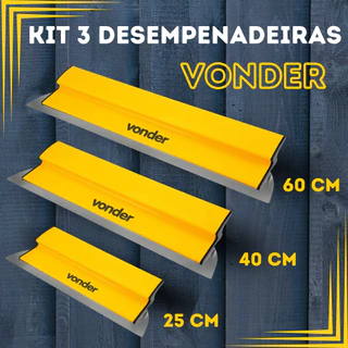KIT 3 Desempenadeira Berox 25cm | 40cm | 60cm Lâmina Aço Inox Flexível Profissional Para Massa Corrida VONDER