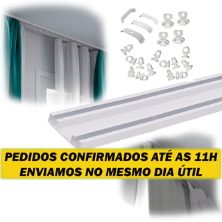 Trilho Suiço 2,40 Mts Duplo C/ Acessorios Dividido Ao Meio