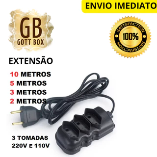 Extensão Elétrica 02/03/05/10 Metros Resistente Bivolt 10A Tripolar (03 Pinos)