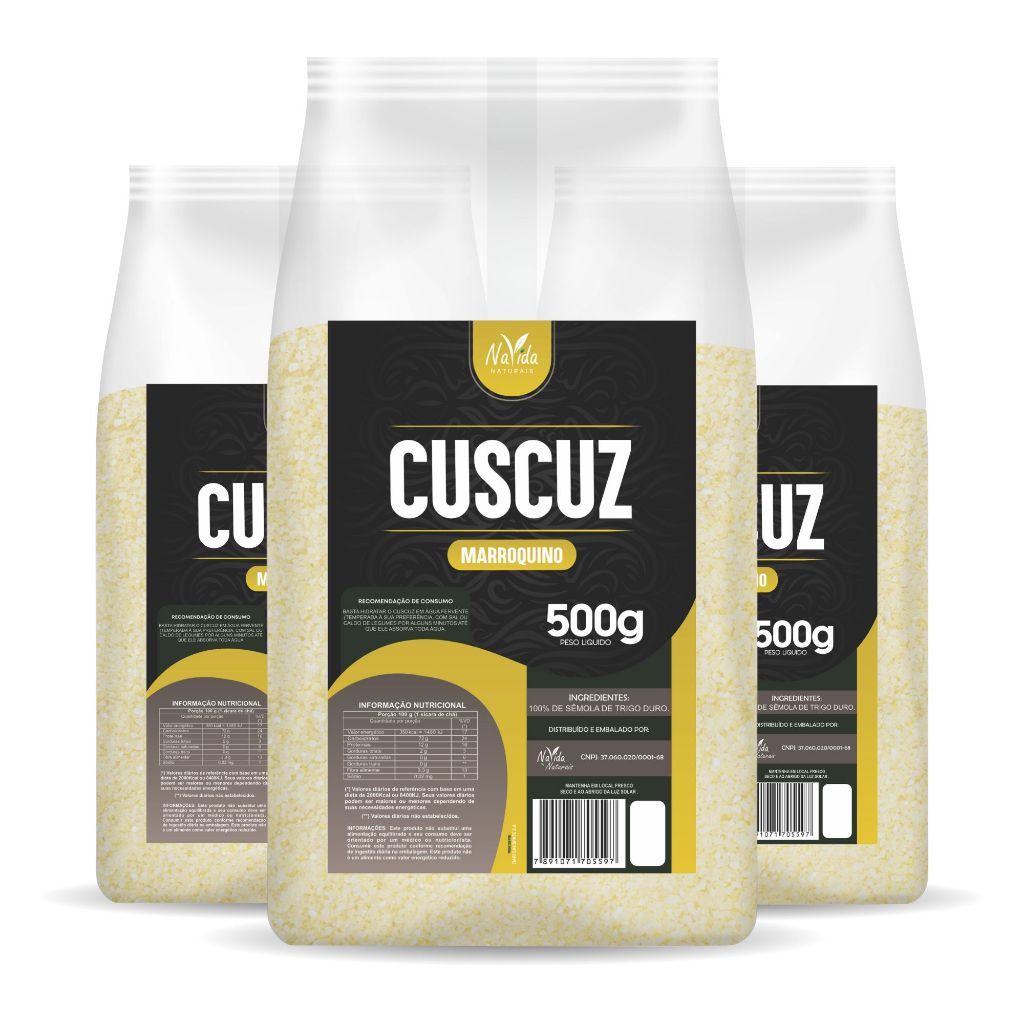 Cuscuz Marroquino 500g Navida Naturais KIT 3 Unidades