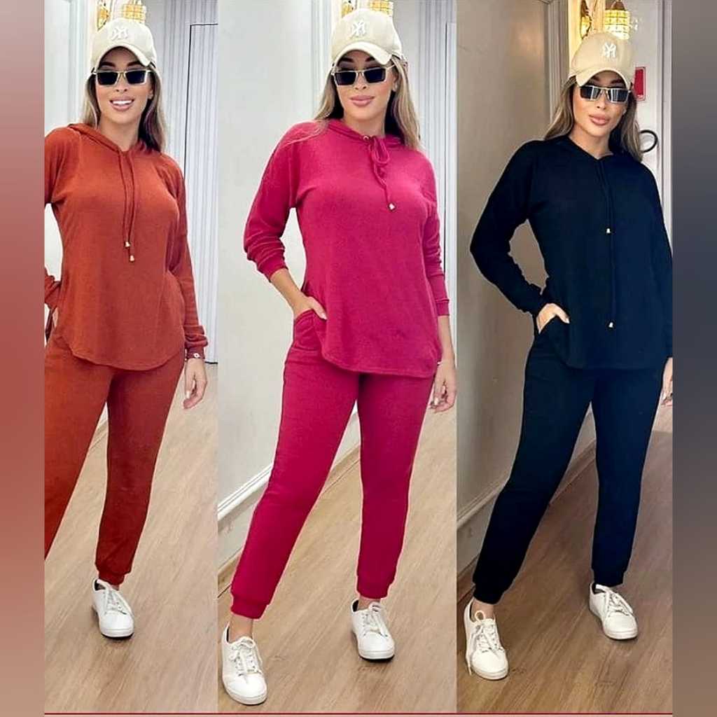 Conjunto Lanzinha calça e blusa com capuz - Conjunto de frio - Conjunto femenino