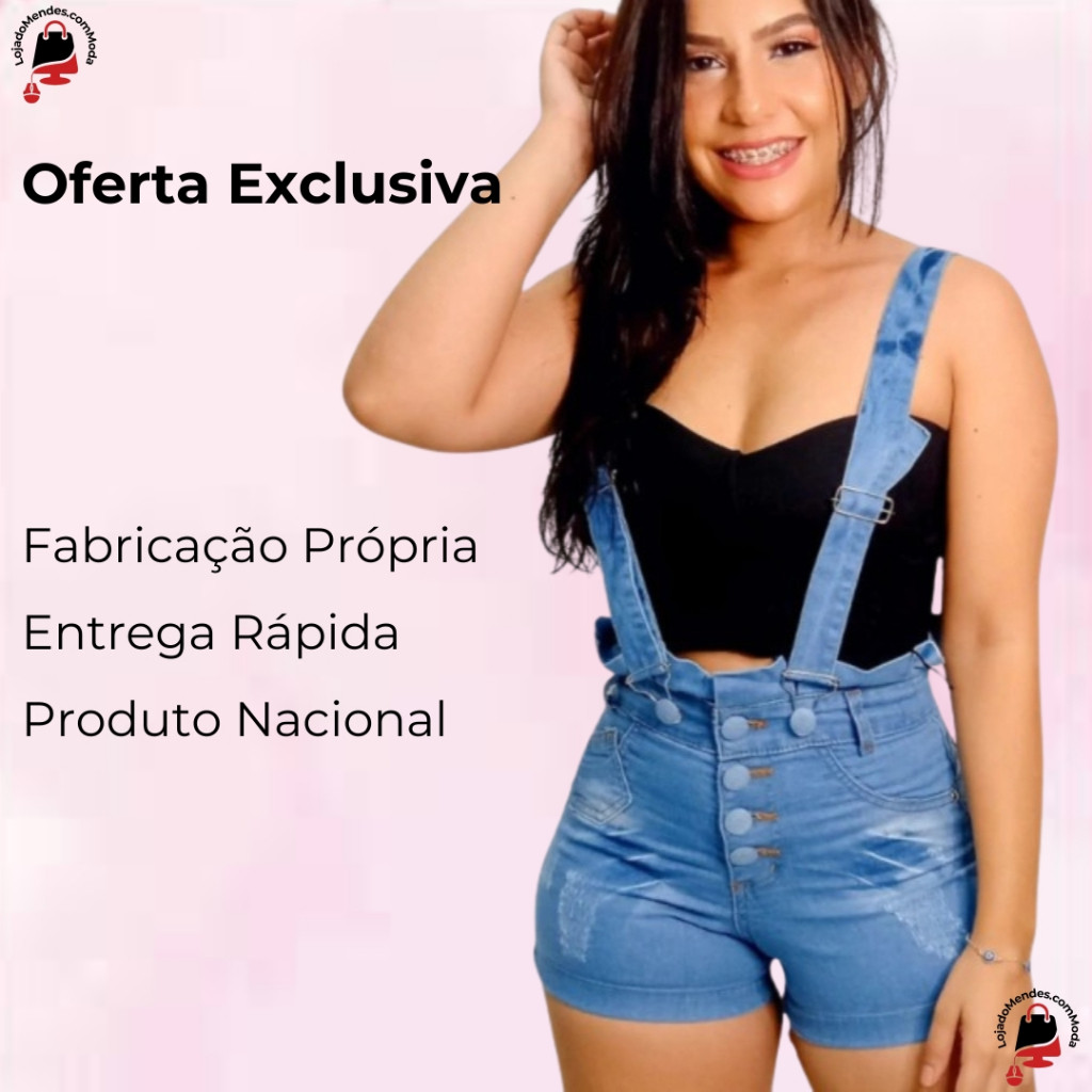 Salopete Short Jeans Feminina Conforto Estilo Jeans Promoção 5.5