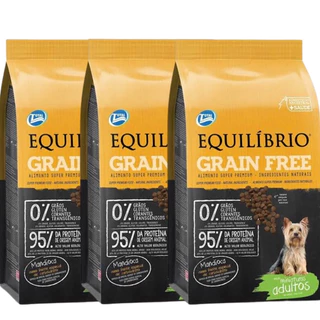 Kit Promocional 3 Pacotes de Ração Equilibrio Grain Free Super Premium Para Caes de Raças Pequenas 1,5kg cada validade 11/24