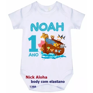 BODY BEBÊ ARCA DE NÓE COM NOME MÊS 538A