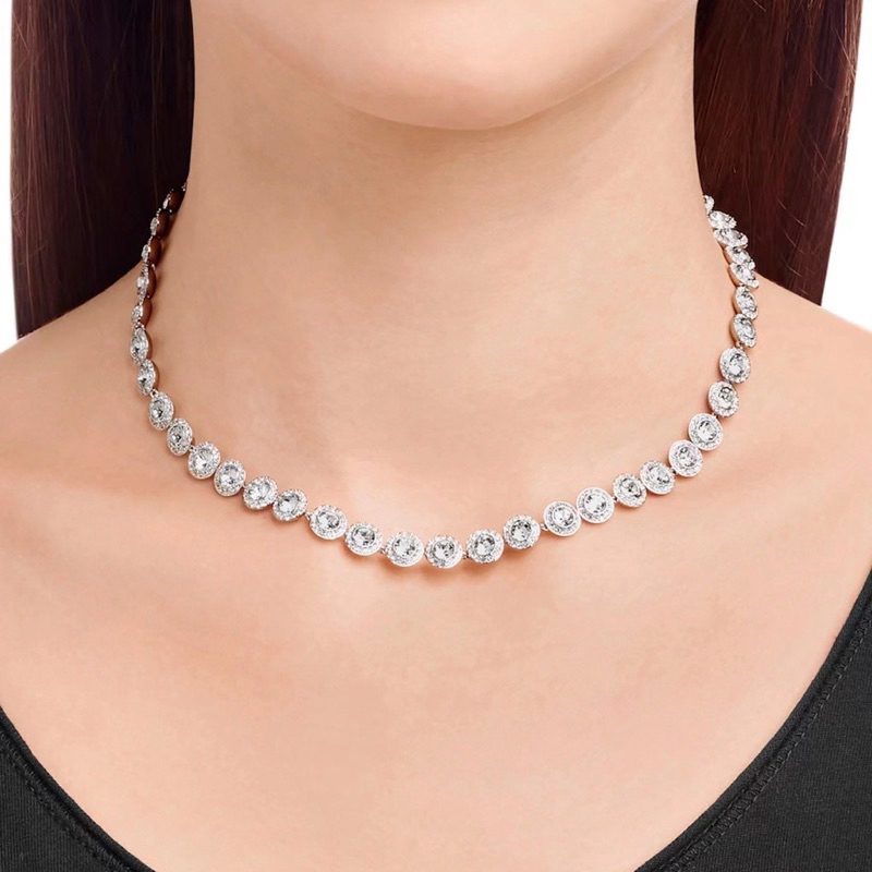 Colar Swarovski Angelic (Com Embalagens) choker prata 925 pedraria brilho cravejada caixa