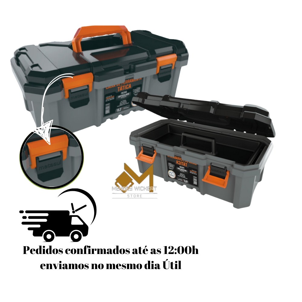CAIXA DE FERRAMENTAS TÁTICA 18.3" - PLASTICO - COM DIVISORIA - METASUL