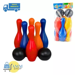 Jogo de Mini Boliche Brinquedo Infantil Menino Menina Com 6 Pinos e 2 Bolas