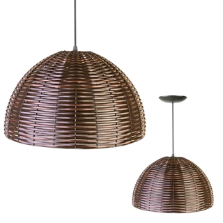 Luminária Pendente Cúpula Meia Esfera Junco Vime Rustico