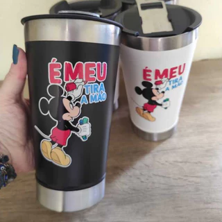 Copo Térmico tipo Stanley com Tampa e Abridor Mickey Mouse