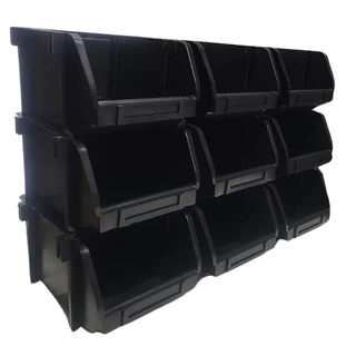 Kit 9 Caixa N5 Gaveta Bin Organizadora Parafusos Peças Plástica Empilhável Preto