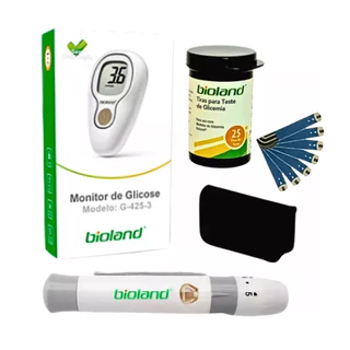 Kit Aparelho Medir Glicose Diabetes G-425 Completo - Bioland