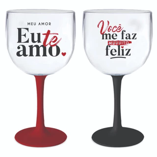 Kit 02 taças de gin 580ml degradê acrílico personalizada dia dos namorados