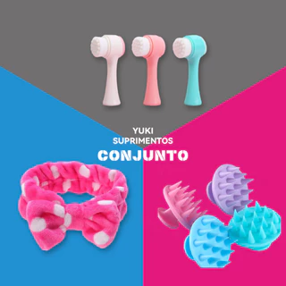 Kit de Cuidados Pessoais: Escova de Limpeza Facial, Escova de Massagem Capilar e Faixa de Cabelo em Toalha
