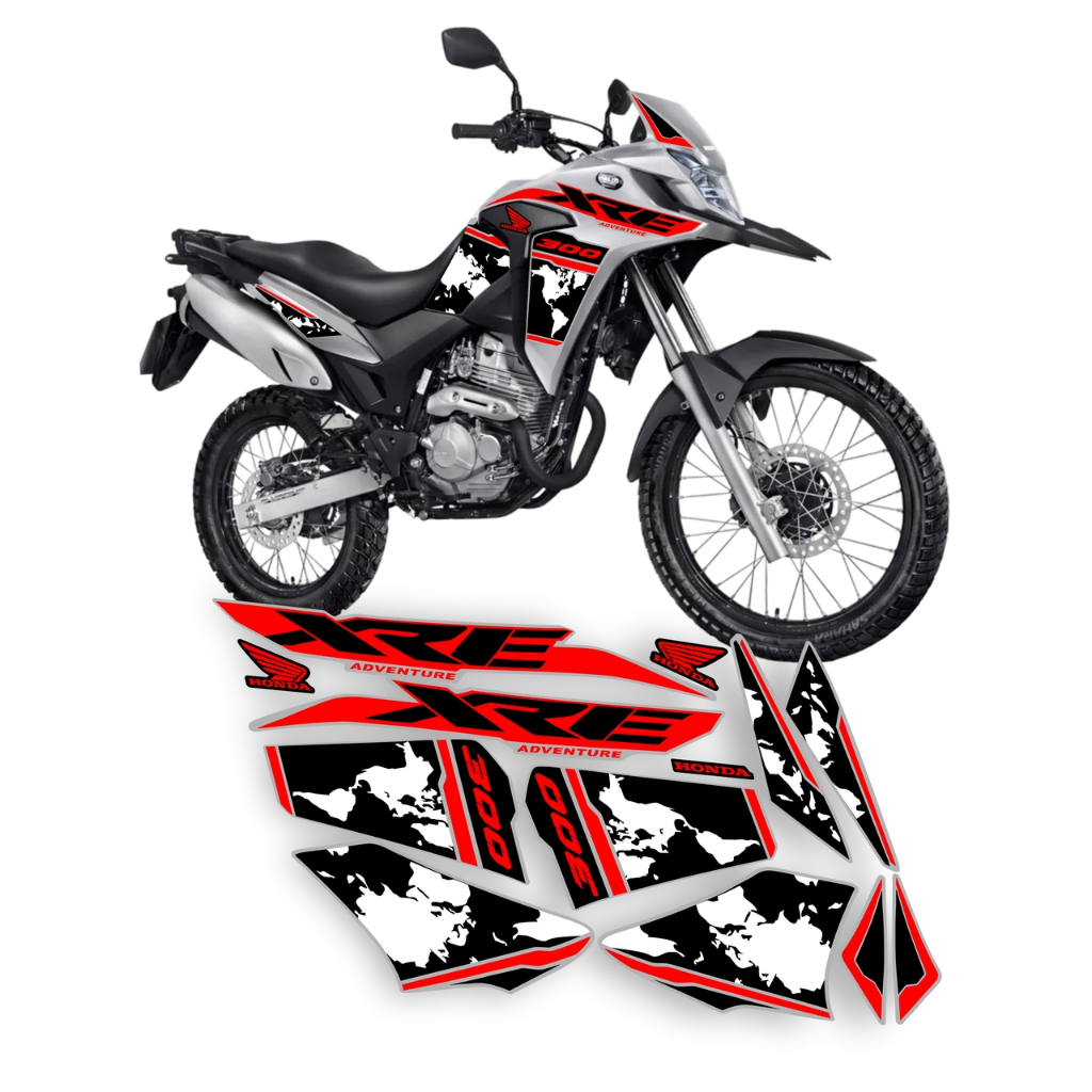Kit Faixas Adesivos Grafismo Xre 300 Adventure 2019 a 2024 Mapa Mundi ...