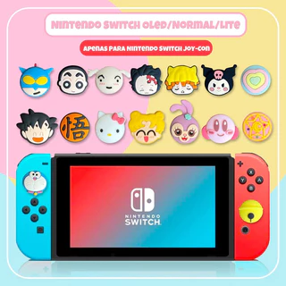 Par de Grip Borracha Silicone Analógico de Controles Nintendo Switch Joy-Con
