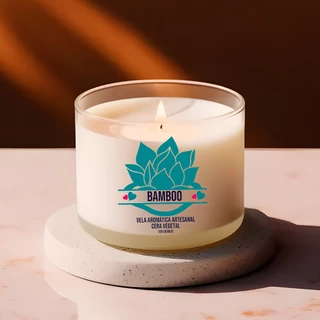 Vela Aromática Artesanal de Bamboo - 100g em Pote de Vidro Elegante Linha Premium