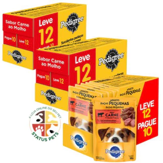03 CAIXAS LEVE 12 PAGUE 10 Ração Úmida Pedigree Sache ao Molho para Cães Adultos 100g (36 UND)