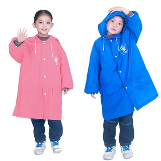 Capa de chuva infantil menino menina com capuz e bolsos PVC CIN196A