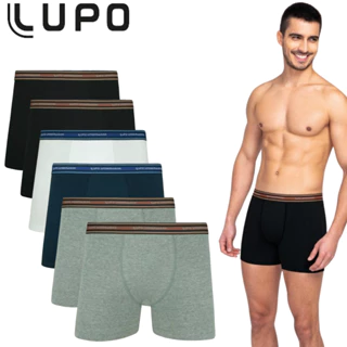 Kit 06 Cueca Box Lupo Original Masculina Cotton Algodão Cuecas Boxer Adulto