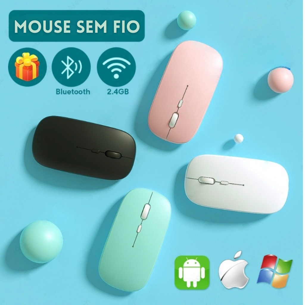 Mouse Sem Fio Silencioso Ultrafino Para Notebook/ Computador