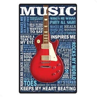 Quadro Placa Decorativa - Guitarra, Rock N' Roll Music 5123 em Oferta na Shopee