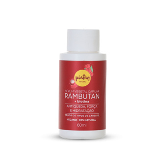 Serum Capilar Vegetal Natural e Vegano Tratamento dos Fios de Rambutan e Biotina 60ml Piatan Antioxidante Antiqueda Força e Hidratante para os fios Sem parabenos