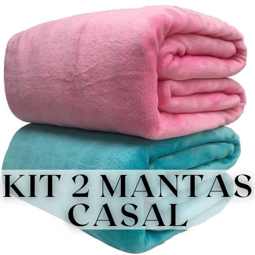 Kit 2 Mantas Lisas Casal 2,00m x 1,80m Cobertor Mantinha Cores Diversas