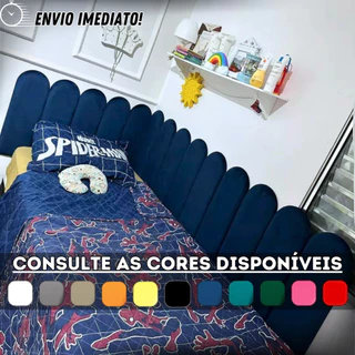 Kit "L" 15 Placas de Cabeceira Nuvem Adesiva Estofada para Cama Box de Solteiro 60x20cm
