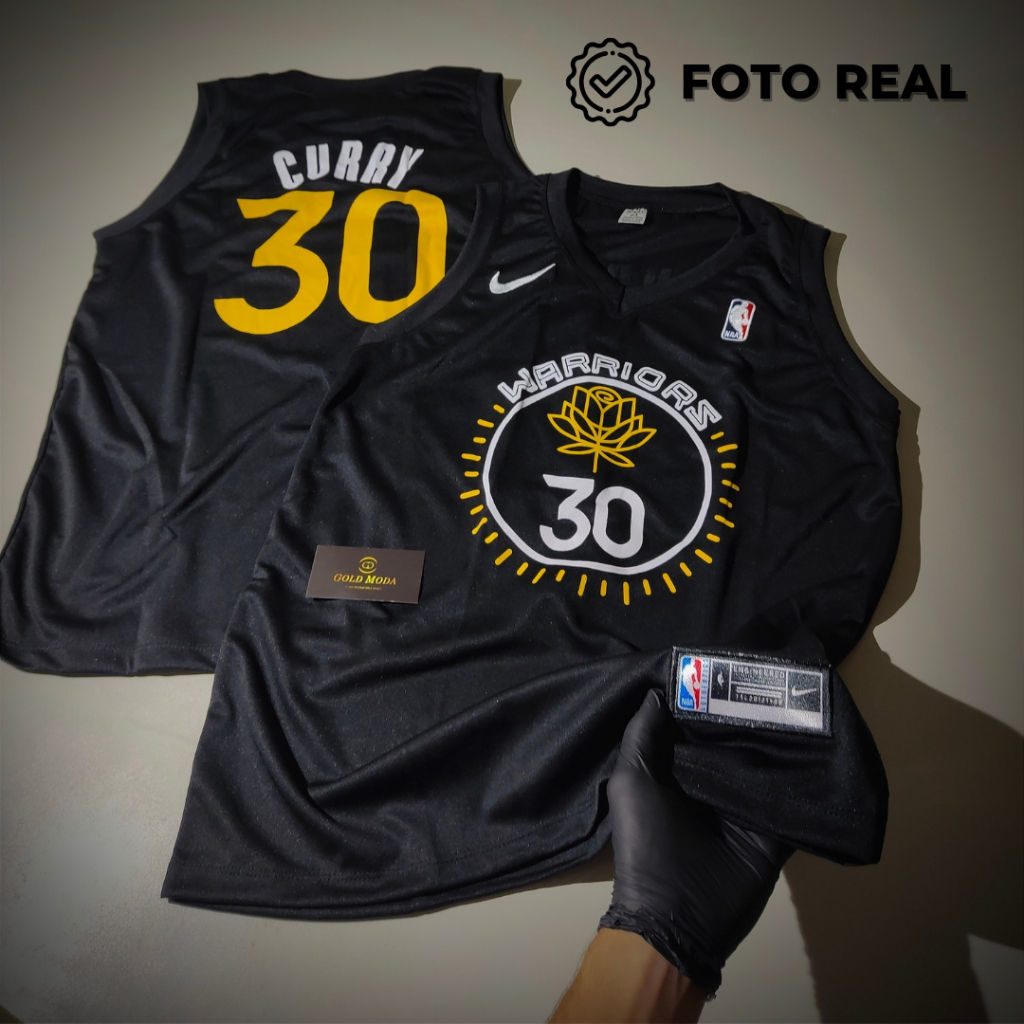 CAMISA DE BASQUETE GOLDEN PRETA NBA 1° LINHA (PRÓ)