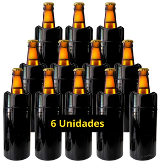 Porta Garrafa Térmico Camisinha Cerveja 600ml Kit C 6 Preto